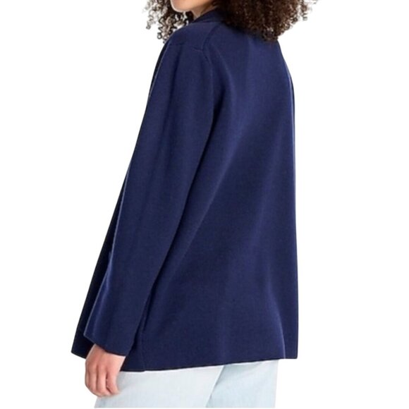 J. Crew Sophie Sweater Blazer Navy 100% Merino Wool Pockets Open Front Size S - Picture 4 of 9